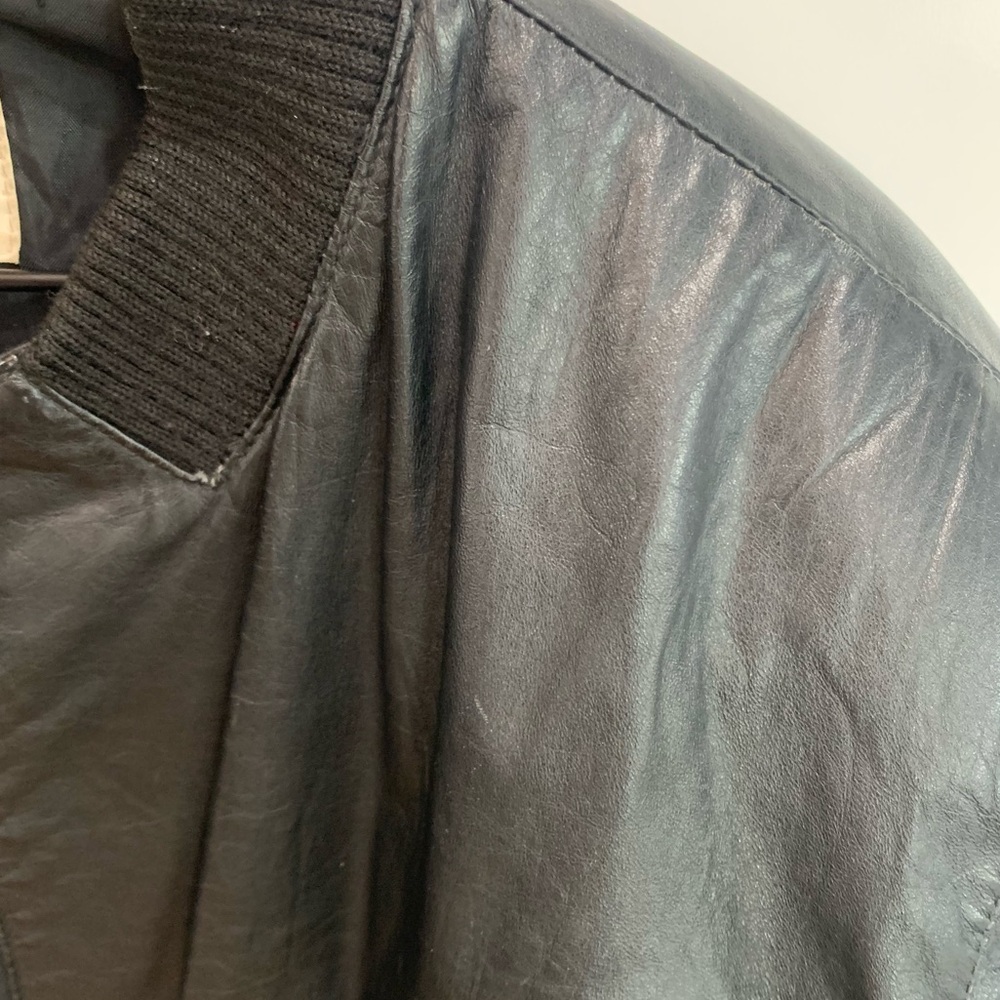Brandon Thomas Black Leather Bomber Jacket woman’s size M - Picture 3 of 5